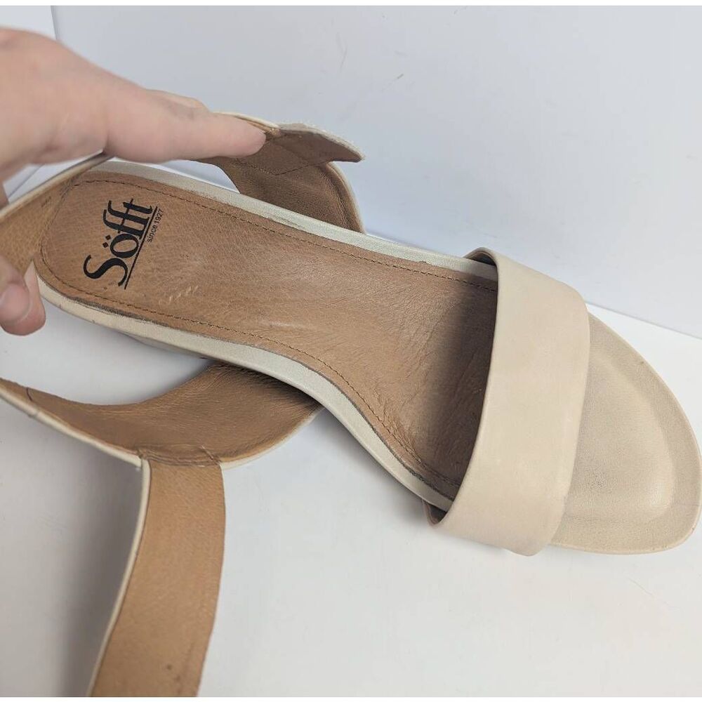 Sofft Beige Wedge Sandals with Buckle - Picture 6 of 7
